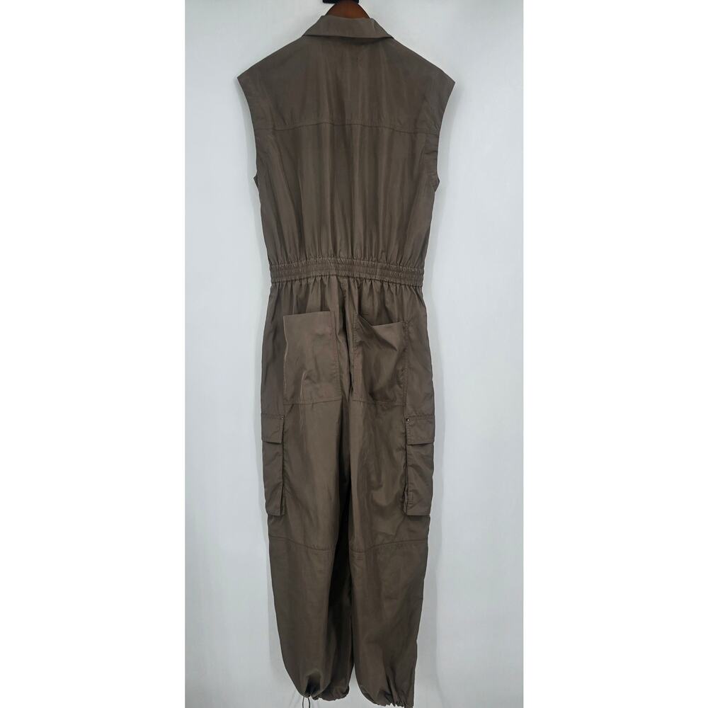 Pistola Becca Utility Jumpsuit Small Smokey Brown Cargo Minimalist Zip Front - Picture 4 of 6